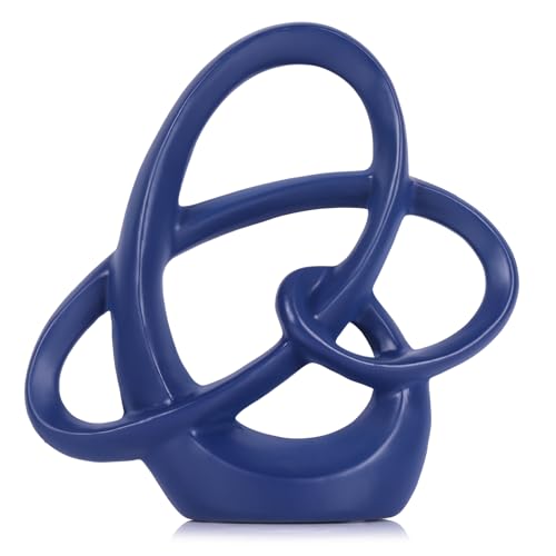 Blue Sculpture Decor – 8.66" Modern Resin Art Statue for Living Room, Office, or Coffee Table, Blue Home Accents and Shelf Decor, Contemporary Centerpiece Decoration for Modern Home or Apartment - color: Blue, size: 8.66in