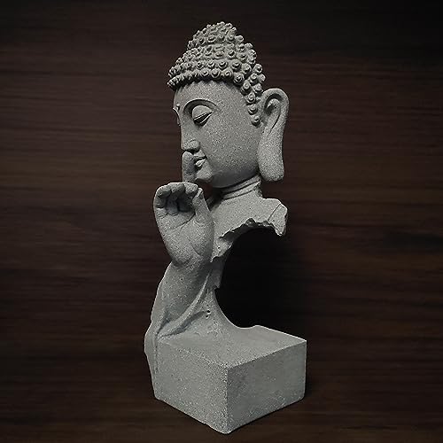 livelyfish Meditating Buddha Statue Zen Garden Statues Sandstone Thinker Buddha Sculpture Figurine for Fish Tank Aquarium Home Decorations, Gift (Medium) - size: Medium