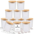 SUPMIND 12 Pack Glass Candle Jars-10oz Frosted Empty Candle Jars with Bamboo Lids and Sticky Labels, Bulk Candle Jars for Making Candles Containers - Dishwasher Safe - color: Frosted, size: 10oz