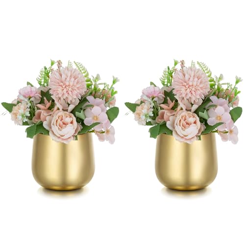 NUPTIO Small Gold Vases for Centerpieces: 2 Pcs 3.94 inch Flower Trumpet Vase Vintage Compote Vase Metal Urn Planter Plant Pots Flowers Bowls Pedestal for Wedding Party Table Centerpiece Decorations - color: Style 1#, size: 3.9in Tall-2pcs