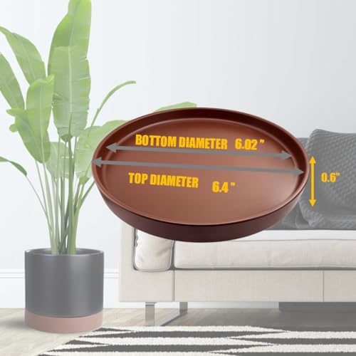 2 Pack Ceramic Plant Saucer Pot Tray 6 Inch, Planter Saucers 4 5 6 7 8 9 10 11 12 13 Inch for Indoors Outdoor, Durable Sturdy Flower Drainage drip Water Tray for Glazed Pots Base (6.4 Inch-Brown) - color: Brown, size: 6.4in 2pack