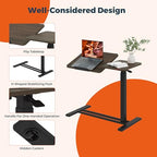 Adjustable Overbed Bedside Table with Wheels, Pneumatic Tilting Desktop Mobile Standing Desk, Rolling Laptop Desk for Bed, Sofa, or Hospital Use, (31.6" W x 15.7" D, Mahogany)
