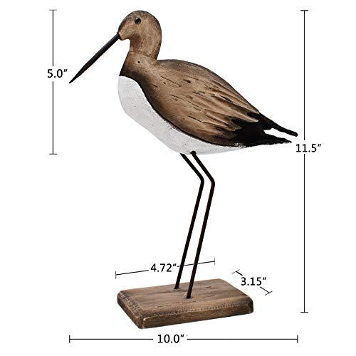 Rustic Wood Crane Tabletop Nautical Decor, Beach Themed Coastal Decoration for Home Mediterranean Style (S) - size: Small