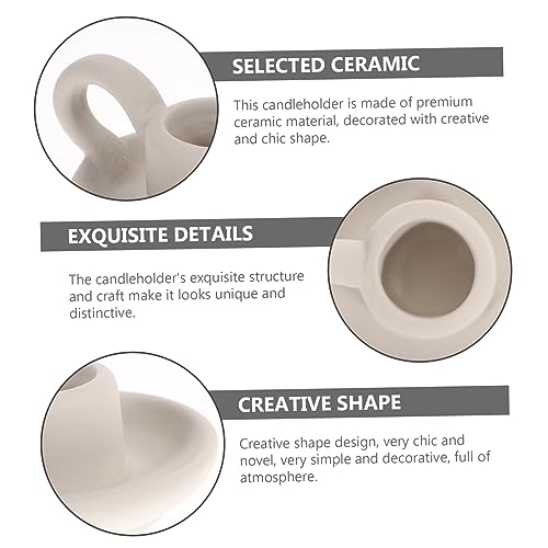MAGICLULU 2pcs Nordic Ceramic Candle Holder Compact Table Decor for Dining Home Bar Accent with Chic Minimalist Design