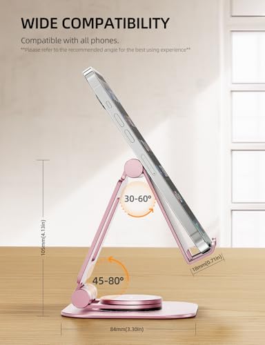 Nulaxy Rotatable Cell Phone Stand, Fully Adjustable Foldable Desktop Phone Holder Cradle Dock, Thick Case Friendly, Compatible with All Phones, Nintendo Switch, Rose Gold - color: B-Rose Gold