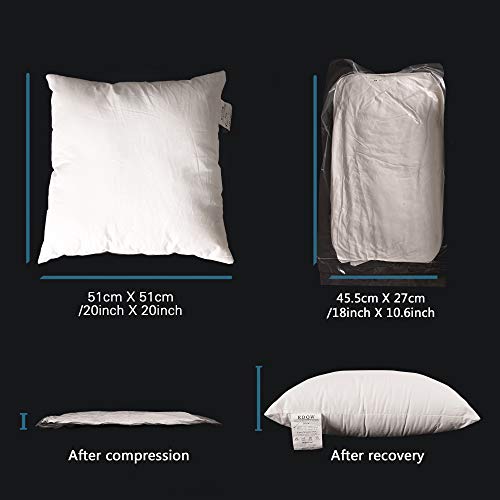 EDOW Luxury Throw Pillow Insert, Soft Fluffy Down Alternative Polyester Square Form Decorative Pillow Insert,Sham Stuffer,Cotton Cover for Sofa, Couch,Bed and Car. (White, 18x18)