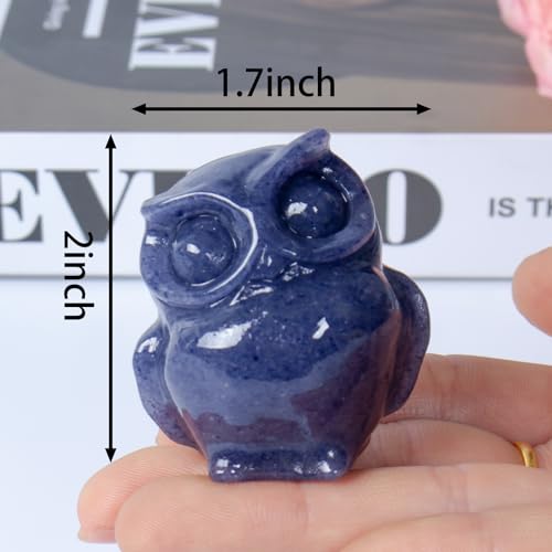 2 Inch Owl Figurine Handcrafted,Blue Aventurine Healing Animal Sculpture,Home Decor Unique Gift for Collectors,Crystal Artwork Nature Lovers Birthday Anniversary Present Spiritual Gift - color: Blue Aventurine Owl