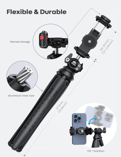 Lamicall Tripod for Camera - 3 in 1 Flexible Tripod for iPhone with Wireless Remote - iPhone Stand for Video Recording Vlogging Compatible with Smartphone, Small Digital Camera Dark Grey - color: NEW Upgraded Tripod for Camera - Dark Grey