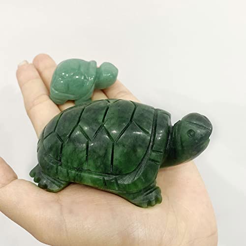 Jade Turtle Statue Natural Jade Gemstone Cute Animal Sculpture for Longevity and Luck 3 Inch - color: Green Jade Turtle-1