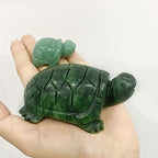 Jade Turtle Statue Natural Jade Gemstone Cute Animal Sculpture for Longevity and Luck 3 Inch - color: Green Jade Turtle-1