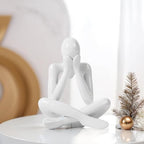 Abstract Thinker Statue, White Minimalist Abstract Sculpture Statue, Modern Art Decoration for Home Office Desk Decoration (White Style A)