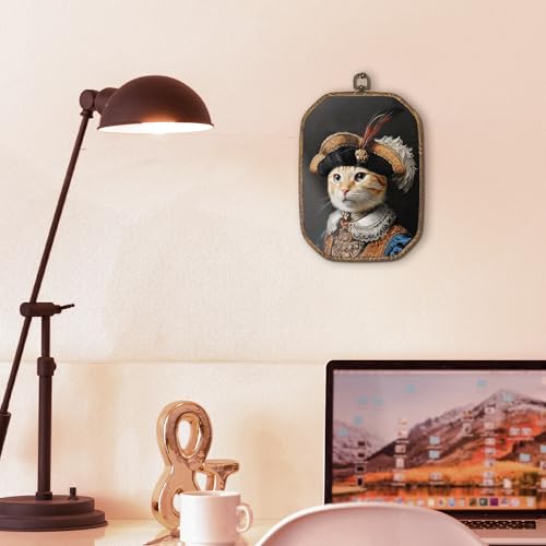 Hxlac Victorian Cat Rectangular Wall Art Framed, Vintage Cat Rectangular Wall Decor, Cottagecore Farm Animal Hanging Canvas Prints Wall Sculptures for Home Living Room Bedroom Decor, 7.1x10.2 Inch - color: rectangular cat