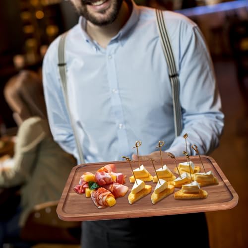 Rectangular Acacia Wood Trays Large Long Charcuterie Boards Party Decorative Serving Tray Platters for Food Dish Rectangle Wooden Cheese Board Kitchen Snack Cookies Platter Appetizer Dessert Tray - size: 16" x 8" x 0.8"