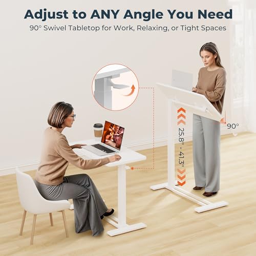 Medical Adjustable Overbed Bedside Table with Casters 90° Tilting Desktop Pneumatic Mobile Rolling Laptop Computer Standing Desk Cart with Tray, Hospital Table(31.5" W x 17.7" D, White) - color: White, size: 3218