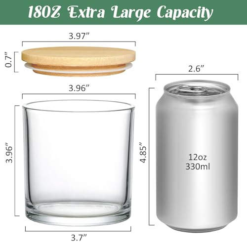SUPMIND 6 Pack Glass Candle Jars-18 fl.oz Clear Empty Candle Jars with Bamboo Lids, Bulk Candle Jars for Making Candles Containers - Dishwasher Safe - color: Clear, size: 18oz