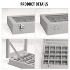 Vicoter Velvet Jewelry Box 24 Grid Jewelry Ring Display Organiser Box Tray Holder Earrings Storage Case for Girls Wife Mom Women (Gray) - color: Gray