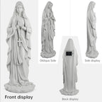 VChymm Virgin Mary Statue 31.49 Inch Religious Garden Statue Solar Mary Statue Outdoor Yard Patio Deck Home Entryway Hallway Sculpture - color: White