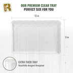 6 Pack Clear Plastic Serving Trays for Party, 9 x 13 Inch - Heavy Duty Plastic Trays for Food - Rectangular Party Serving Trays and Platters - Clear Disposable Trays - color: Clear