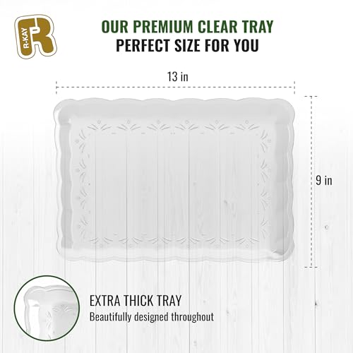 6 Pack Clear Plastic Serving Trays for Party, 9 x 13 Inch - Heavy Duty Plastic Trays for Food - Rectangular Party Serving Trays and Platters - Clear Disposable Trays - color: Clear