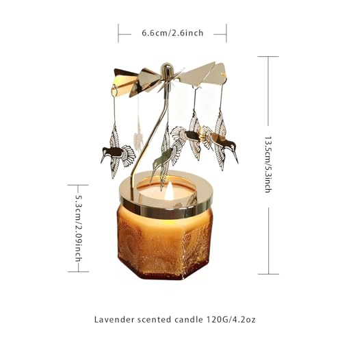 kingnero Lavender Scented Candle Carousel Rotary Candle Holder Spinning Tea Light Holder Birthday Gifts for Women, Mom, Wife, Girlfriend, Sister, Female Friends, (Golden Hummingbird) - color: Hummingbird