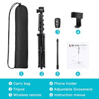 74" Flexible Phone Tripod, Tall Cell Phone Tripod with Adjustable Gooseneck & Remote, Portable Camera Cellphone Stand for Video Recording, Compatible with iPhone Android - size: 74 inch
