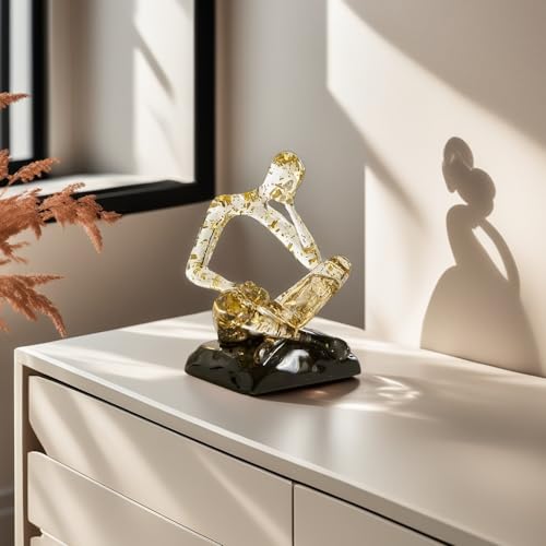 XINXUAN Resin Abstract Sculpture, Meditation & Reading Posture, Modern Home Decor Decor for Desk/Shelf, Art Statue (Think - Gold Foil Color) (Thinking - Gold foil Color) - color: Thinking - Gold Foil Color