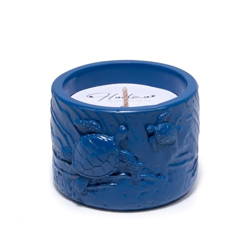 Hodao Oceanic Serenity Handcrafted Aromatherapy Box with Candle & Decor – Beach Rock Sculpture with Sea Turtle, Seashells, for Home, Bathroom, Yoga Room Decor (Blue-Turtle) - color: Blue-turtle