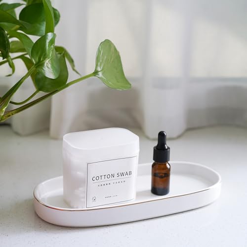 10x5 Bathroom Vanity Tray, Oval Ceramic Decorative Perfume Candle Tray for Bathroom/Kitchen Counter, White - color: White