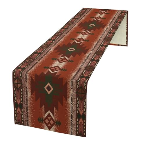 Aztec Table Runner Southwestern Ethnic Style Geometric Navajo Tribe Abstract Pattern Vintage Rustic Table Dinner Table Runner 13x36 Inch - color: Aztec-1, size: W13x36L