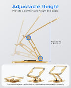 LOXP Adjustable Laptop Stand, Computer Stand with 360 Rotating Base, Ergonomic Laptop Riser Mount for Desk Foldable Protable Computer Desk Fits with MacBook Pro Air (10-16") - Gold - color: Alluvial Gold
