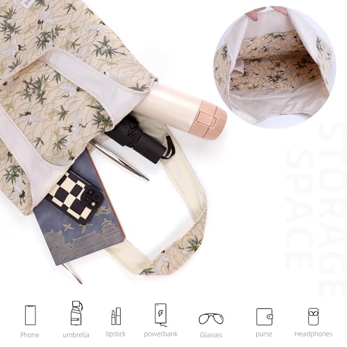 DGAZ Designer Shoulder Bags for Women, Luxury Tote Bag with Zipper, Large Shoulder Hobo Bags - color: Fairy Crane