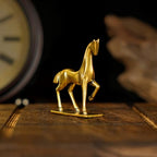 Retro Handcrafted Elegant Abstract Horse Statue 100% Solid Brass with Smooth Curves Raised Leg, Ideal Home Decor Item Collectible Desk Accessory Office Scene Ornament Artistic - Artistic Enhancement - style: Artistic Horse