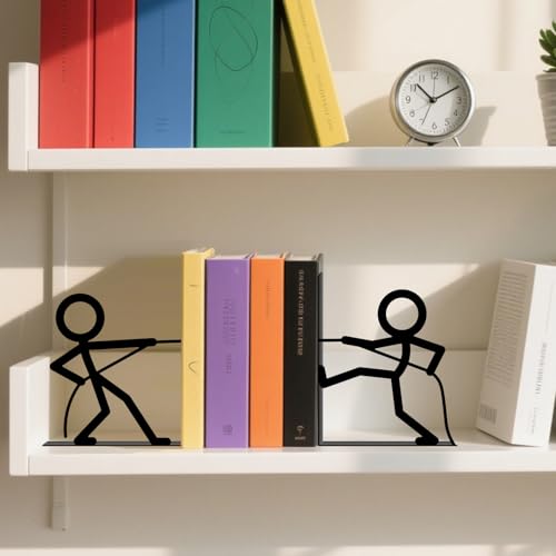 Metal Bookends Tug of War People Bookends Decorative Cute Book Ends for Shelves Bookshelf Home Office Desk Decorative Shelf Stoppers for Books Reading Decor Bookshelf Decor - style: Tug of War Decorative Bookends