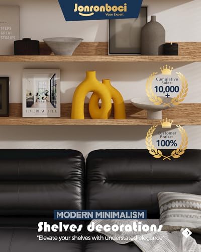 Hug Donut Decorative Vase Set - Yellow Vase, Modern Nordic Boho Style Vases Home Decor, Matte Ceramic Decorations for Living Room Shelf, Bookshelf Mantle Entryway Table or Console Décor (Yellow) - color: Yellow