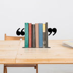 Bookends Decorative Unique Novelty Book Ends for Kids Books - Unique Bookends Decorative Metal Quotation Mark Design Bookshelf Decor, Bookish Decor for Shelves and Book Lovers Gift Ideas
