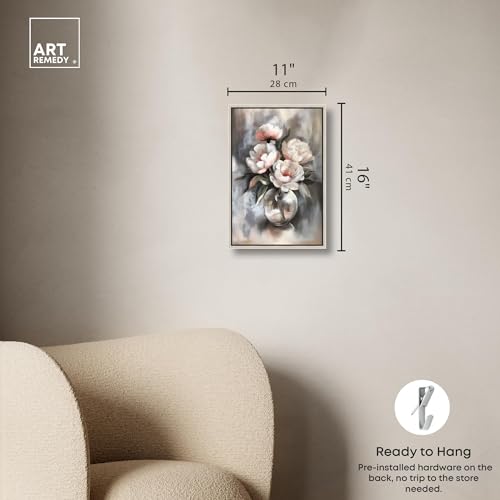 Art Remedy Glass Vase Flowers Canvas Luxury Floral Art, Silver Frame, 10" x 15" - color: Silver Frame, size: 16"L x 11"W