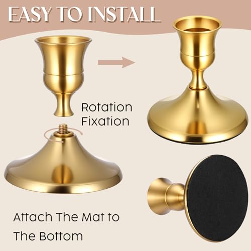 24PCS Brass Gold Taper Candle Holders Set, Vintage Metal Candlestick Holders for Table Centerpiece, Wedding Reception, Festive Christmas Mantel Decoration or Home Decor Gold - color: Gold