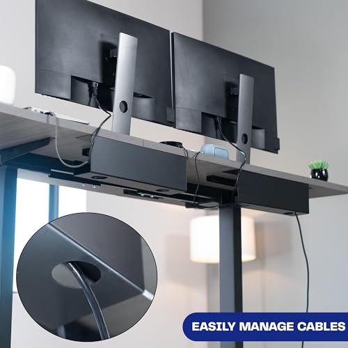 VIVO Under Desk 17 inch Cable Management Trays, Power Strip Holders, Cord Organizers, Wire Tamers for Office and Home, Black, 2 Pack, DESK-AC06-2C - color: Black, size: Standard