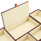 Juvale Rectangular Catchall Tray - 6-Compartment Nightstand Organizer - Polished Key Bowl - Portable Drawer Organizer - Brown Faux Leather - color: Brown