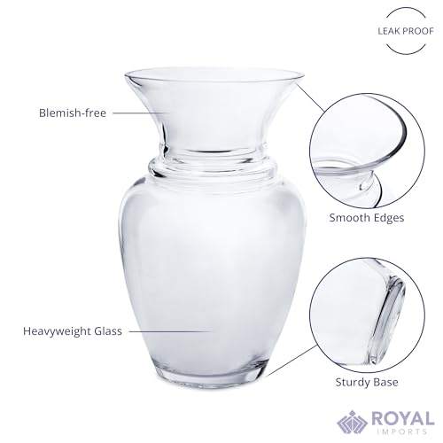 Royal Imports Glass Flower Vase Clear Modern Decorative Centerpiece Urn Wide Mouth Classic Everyday Rose Gathering Wedding Table Bouquet Holiday-Stripes