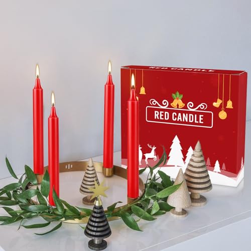 YOROXRG Set of 20 Red Candles –Spell Chime Candles for Christmas,Household, Wedding, Rituals, Prayer, Birthdays, Meditation, Altar,Party and Home Décor Candlesticks - 4 Inch Tall, Unscented (Red) - color: Red-4" 20