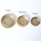 Shubhkart Solid Brass Decorative Nakshi Plate Set for Puja, Decoration & Diwali Gifting (Medium 9.5 cm, Pack of 3, Solid Brass) - size: Medium (Pack of 3)