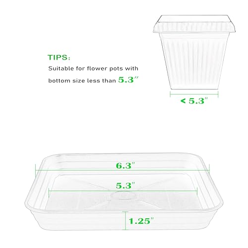 6 Inch 4 Pack Square Plant Saucer Tray, Heavy Duty Plastic Plant Saucers for Indoors Outdoor, Flower Planter Drip Trays for Pots, 6 8 10 12 14 16 18 20 inch, Growing Trays (6"-Black) - color: Black, size: 6"-4 Pack