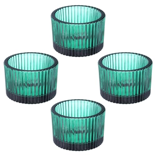 PATIKIL 4 Pcs Tealight Candle Holder, Tea Lights Candle Holder Glass Votive Candle Holders Glass Candle Holders for Table Centerpiece Decor Wedding Dinner Party, Dark Blue - color: Dark Blue