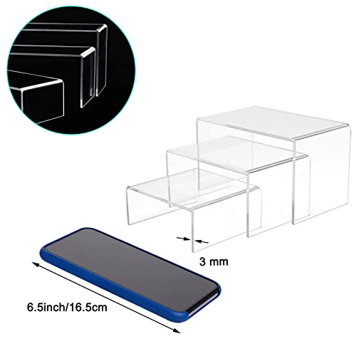 Cerpourt 2 Sets Acrylic Display Risers(3",4",5") Clear Product Stand,Cupcakes Holder Dessert Transparent Showcase Stands, Candy Bar Risers, Lifts for Figures