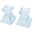 Tamara Baskin Art Glass – Handmade Crystal Shabbat Candle Holders Set - Sparkling Opal White - color: Sparkling Opal White