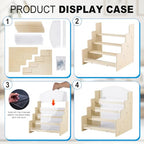 Greeting Card Display Stand , Acrylic Sticker Display Holder for Vendors, Counter Retail Display Rack , 4-Tiered Wooden/Acrylic Display stand for postcard /Brochure/Photos/Picture