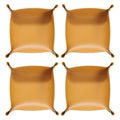 HARFINGTON 4pcs PU Leather Valet Tray Unisex Folding Small Catchall Tray Portable Entryway Table Tray Nightstand Bedside Desk Tray for Key Wallet Watch Coin Jewelry Dice, Yellow - color: Yellow