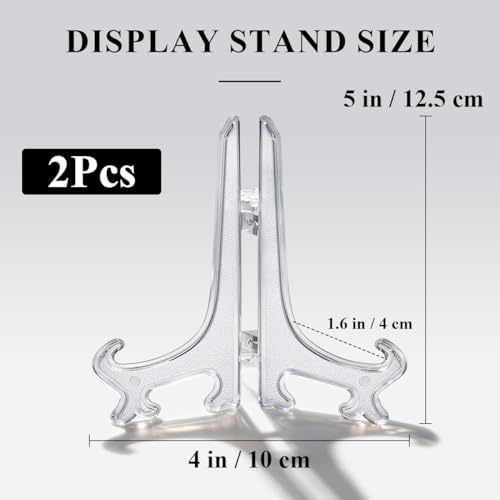 5 Inch Clear Acrylic Book Stand Holder 2pcs Display Easel for Cookbooks Table Numbers Photo Frames Office Desk Decor Foldable Plate Display Stands - color: Clear, size: 5inch