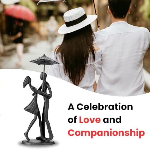 Sculptures Home Decor Couple Statue - Hand Crafted Sculptures for Living Room Romantic Figurines for Couple Metal Sculpture Art,Passionate Love Ornament for Valentines - style: Couple Statue Under Umbrella
